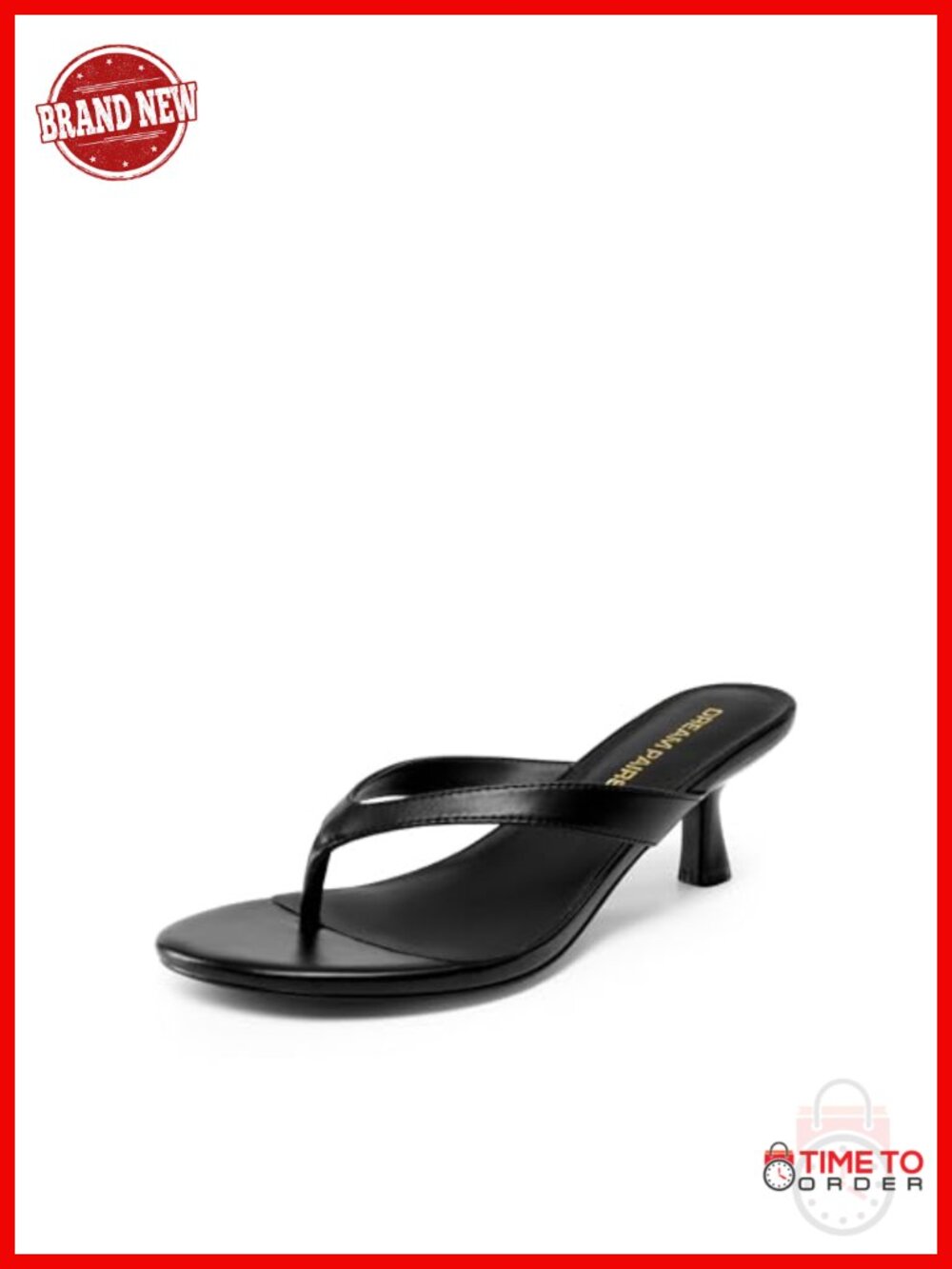 Women's Kitten Heel Thong Sandals Faux Leather Slip On Dress Flip Flop Heels